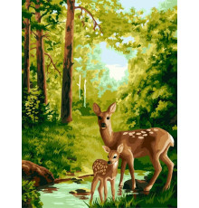 Картина по номерам на картоне "Встреча в лесу"