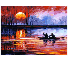 Картина по номерам на холсте "Рыбалка на закате"