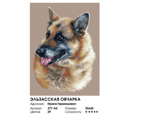 Картина по номерам на холсте "Эльзасская овчарка" от "Белоснежка"