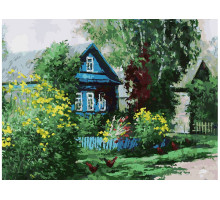 Картина по номерам на холсте "Домик в деревне" (уценка)