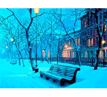 Картина по номерам на холсте "Зимний бульвар"