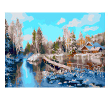 Картина по номерам на холсте "Зима на реке"