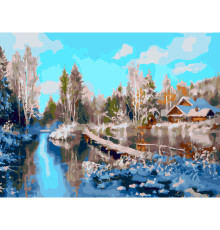 Картина по номерам на холсте "Зима на реке"