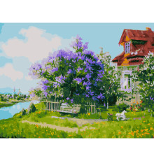 Картина по номерам на холсте "Дом над рекой"