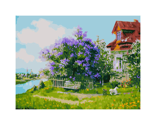 Картина по номерам на холсте "Дом над рекой" от "Белоснежка"
