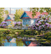 Картина по номерам на холсте "Дом у пруда"