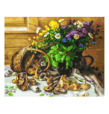 Картина по номерам на холсте "Букет и грибы"