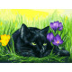 Картина по номерам на картоне "Кот и крокусы" от "Белоснежка"