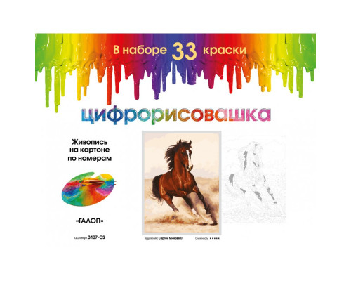 Картина по номерам на картоне "Галоп" от "Белоснежка"
