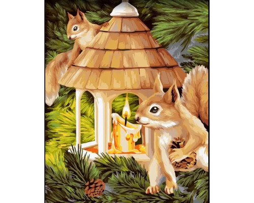 Картина по номерам на холсте "Братья - бельчонки" от "Wizardi"