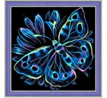 Алмазная мозаика без подрамника "Неоновая бабочка"