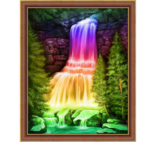 Алмазная мозаика без подрамника "Радужный водопад"