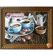 Алмазная мозаика без подрамника "Кофейная романтика"