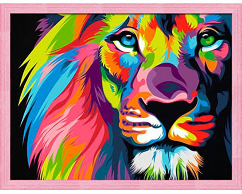Алмазная мозаика без подрамника "Красочный лев"