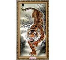 Алмазная мозаика без подрамника "Тигр на охоте"