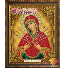 Алмазная мозаика без подрамника "Икона Семистрельная"