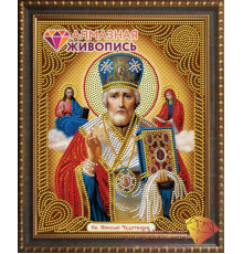 Алмазная мозаика без подрамника "Икона Николай Чудотворец"