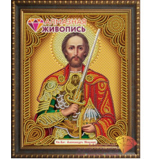 Алмазная мозаика без подрамника "Икона Александр Невский"