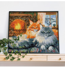 Алмазная мозаика без подрамника "Кошачий уют"