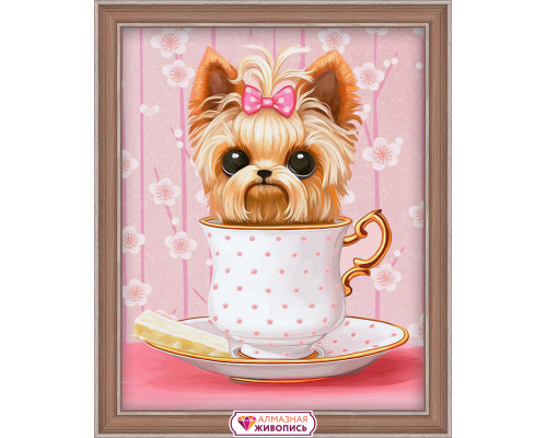 Алмазная мозаика без подрамника "Озорной щенок"