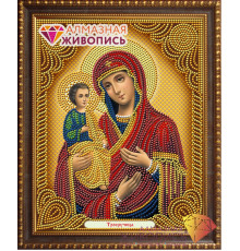 Алмазная мозаика без подрамника "Икона Троеручица"