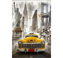 Алмазная мозаика без подрамника "Такси Нью-Йорка"