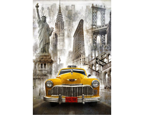 Алмазная мозаика без подрамника "Такси Нью-Йорка"