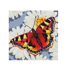 Алмазная мозаика на подрамнике "Бабочка на ромашках"