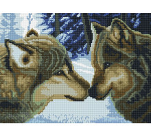 Алмазная мозаика на подрамнике "Два волка"