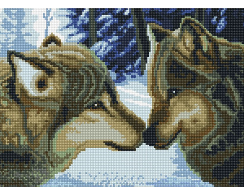 Алмазная мозаика на подрамнике "Два волка"
