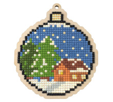 Алмазная мозаика на деревянной основе "Новогодний шарик "