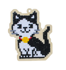 Алмазная мозаика на деревянной основе "Котенок Оскар "
