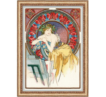 Набор для вышивания крестиком "«Девушка с мольбертом» по мотивам произведения А. Мухи"