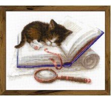 Набор для вышивания крестиком "Котенок на книжке"