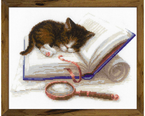 Набор для вышивания крестиком "Котенок на книжке"