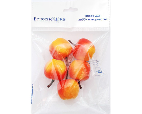 Яблоки 3*3.5 см. 5 шт. красно-желтый