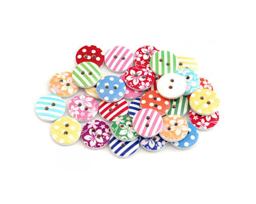 Пуговицы декоративные "Круг №2", 50 шт. 1.5 см. цветные